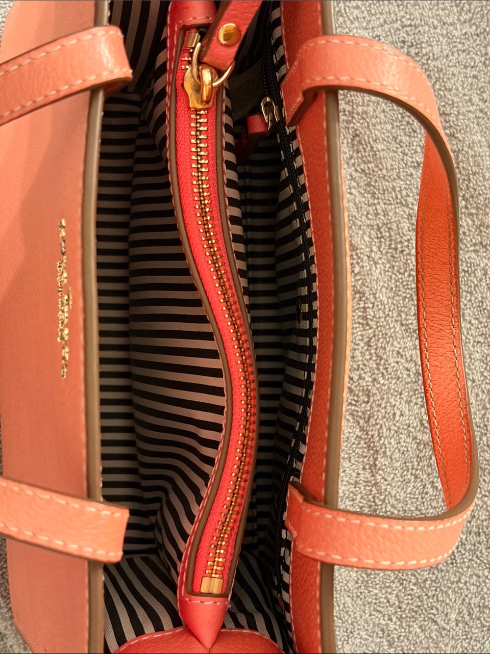 kate spade Coral-Peach Leather Satchel with Removable Strap - Picture 6 of 13